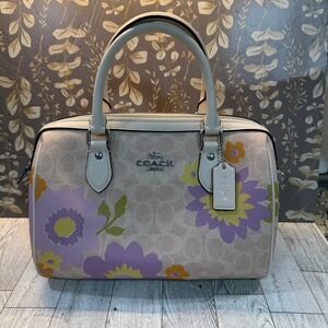 COACH Rowan Satchel Bag In Signature Canvas With Floral Print CBG72
